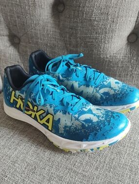 Hoka Women's Blue and Yellow Crescendo XC Spikes Cross Country Running Shoes